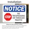 Signmission No Trespassing Or Through Traffic Sign, Vinyl Decal, 14in W x 10in L, 2PK OS-2PACK-NS-D-1014-L-14962 - alternate 3